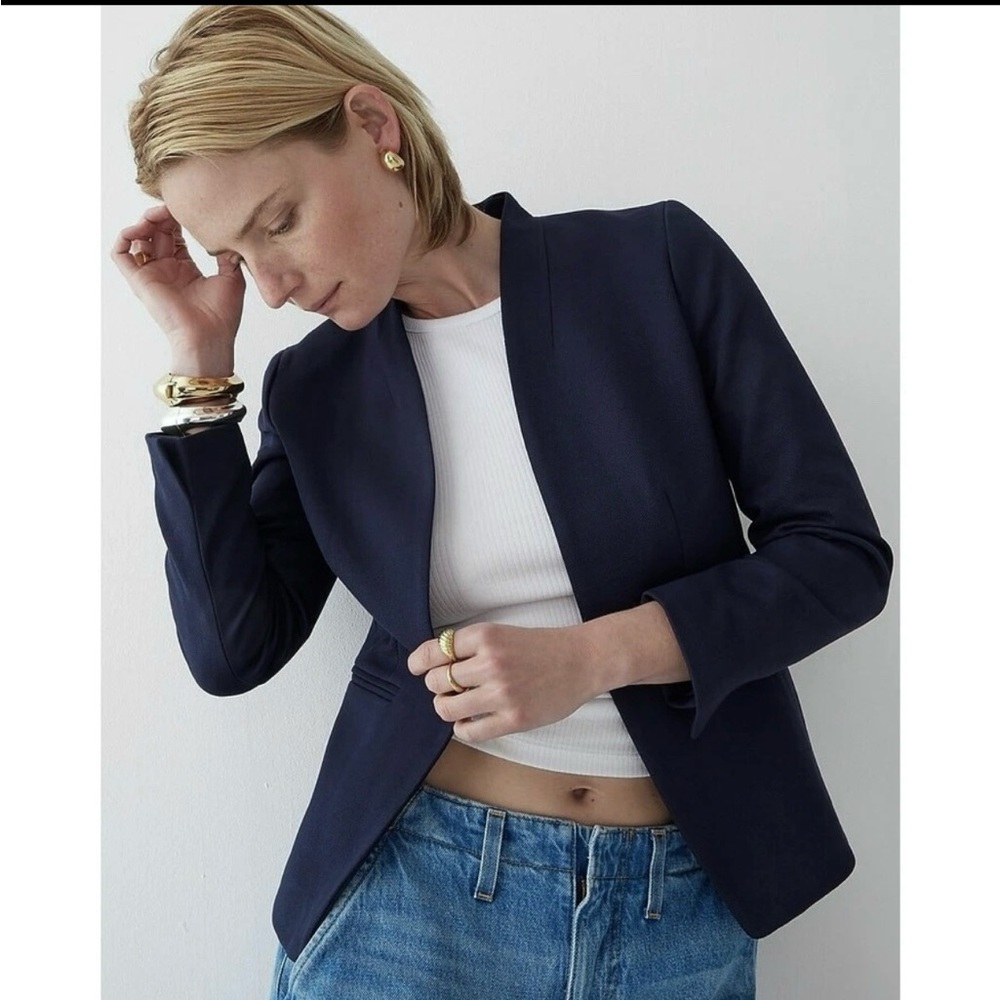 J.Crew Women's Going-Out Blazer Stretch Twill Sz 2 Navy Blue H2743 Office Career